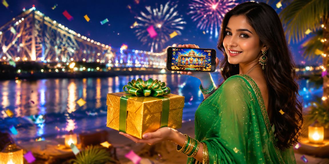 Vibrant Indian casino atmosphere with colorful slot games