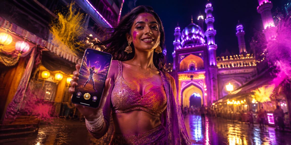 Celebration scene at Mumbai with cricket and gaming culture